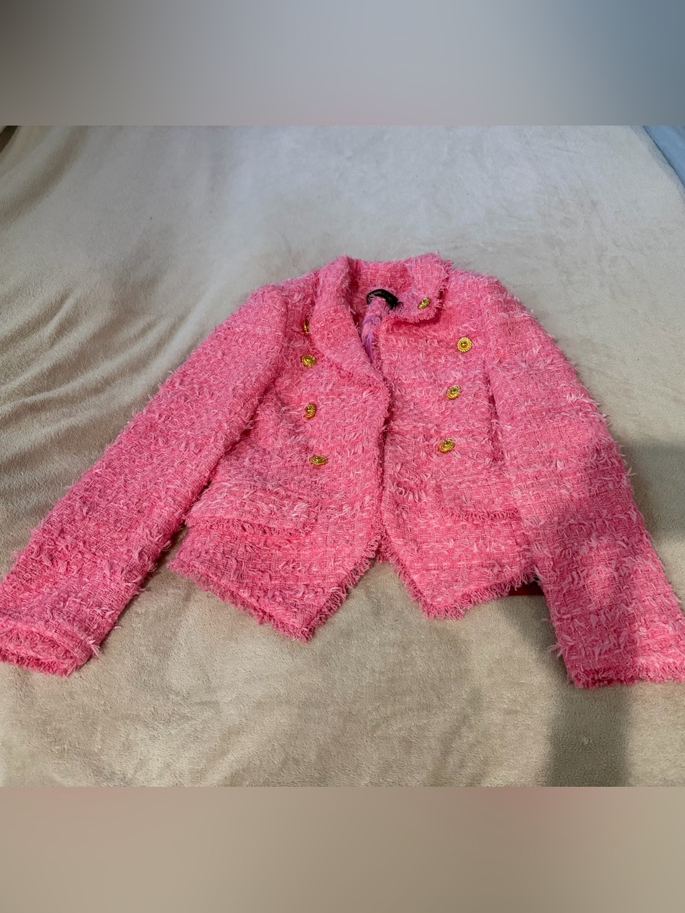 Fashion Nova Luxe Textured Bouclé Jacket with Clasp Closure